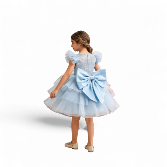 Blue sparkly tulle  girls formal dress 2k6