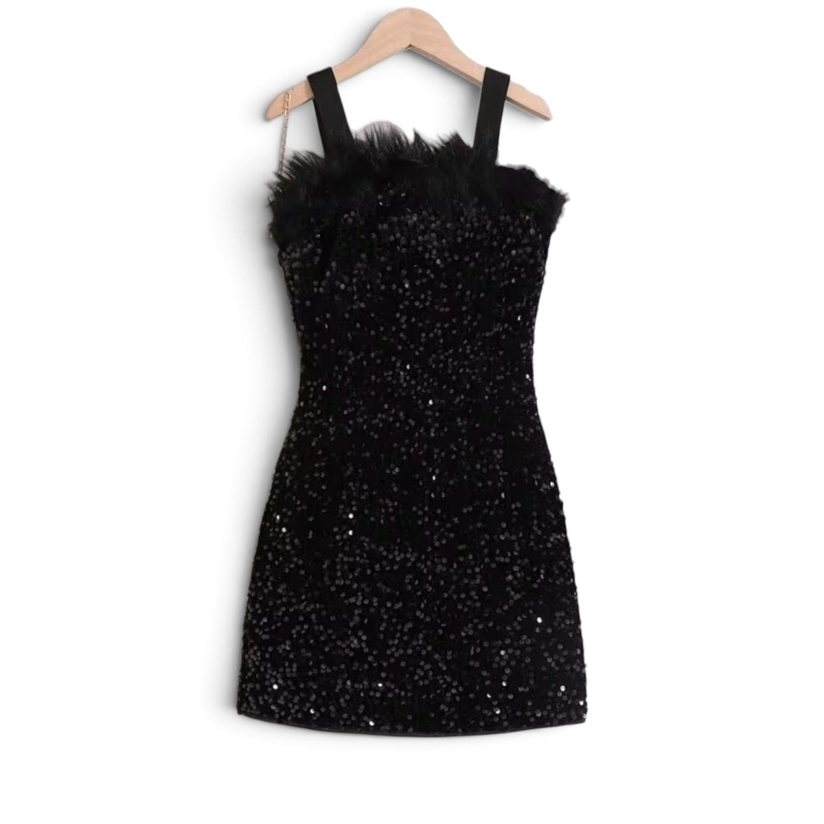 Black fox sequin pre teen girls dress