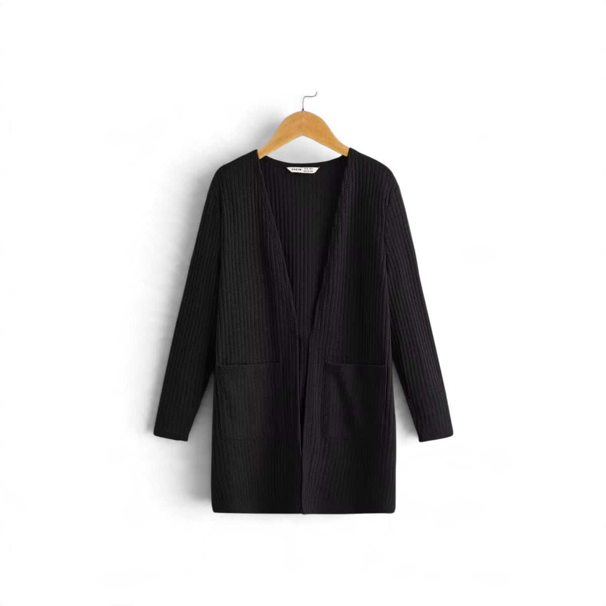 Girls long black cardigan with pockets