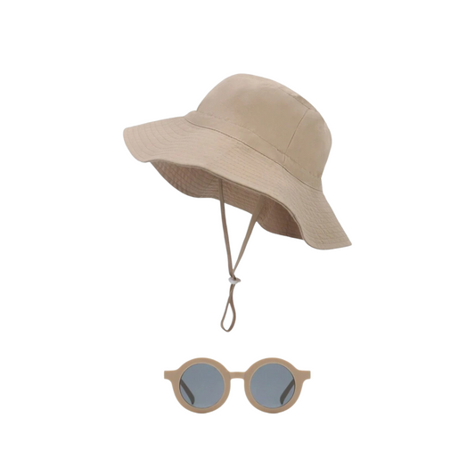 Beach hat with sunglasses baby set