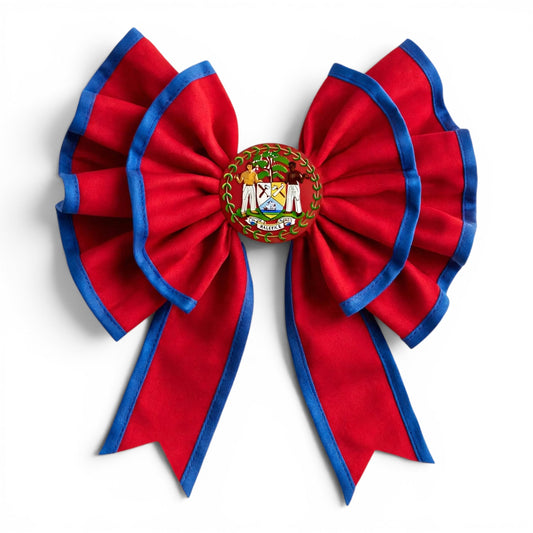Girl frill red Belize bow