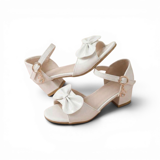 White bow girls formal shoes