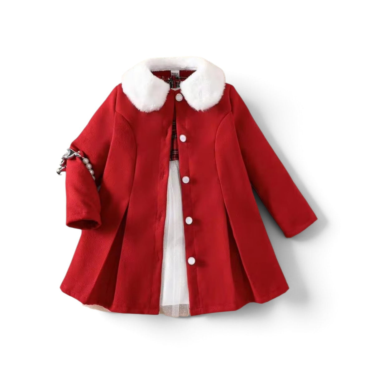 Girls 2pc coat & dress girls red plaid set