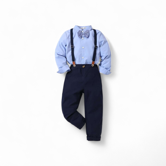 boys navy blue suspender boys formal set