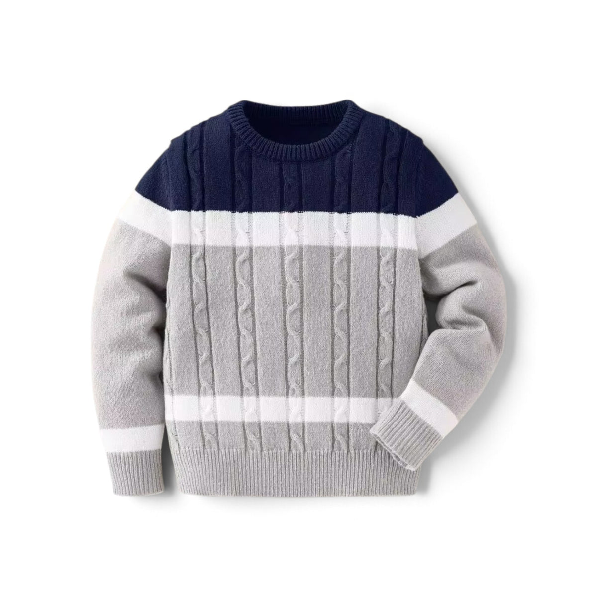 Boys blue white and grey sweater