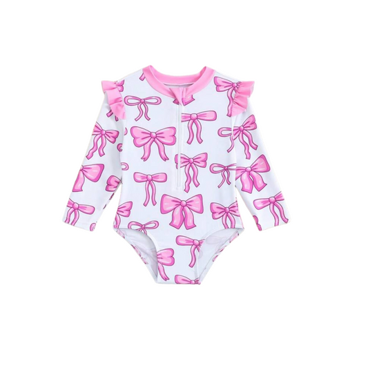Pink bow baby girl swimsuit