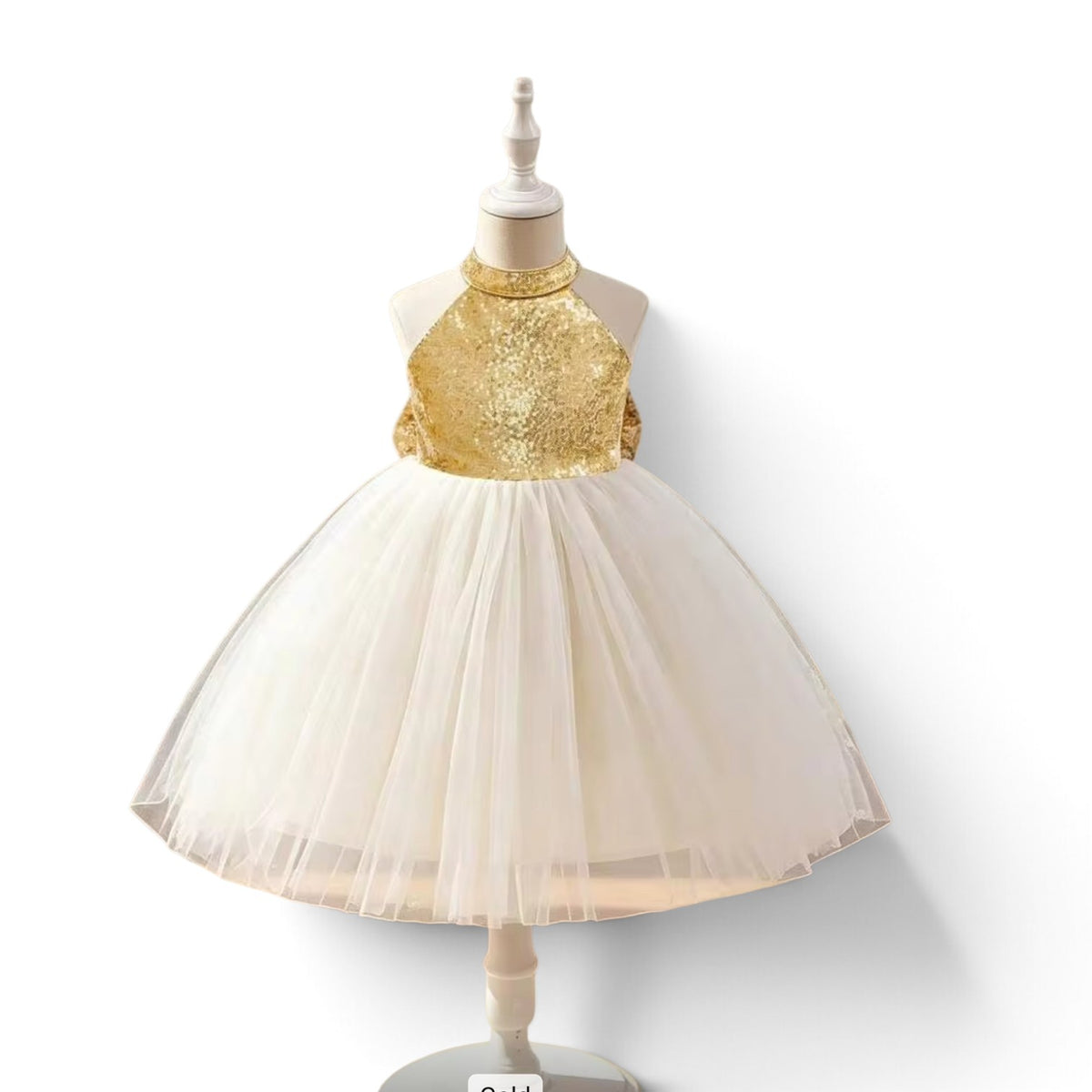 Gold & white sparkly girl dress