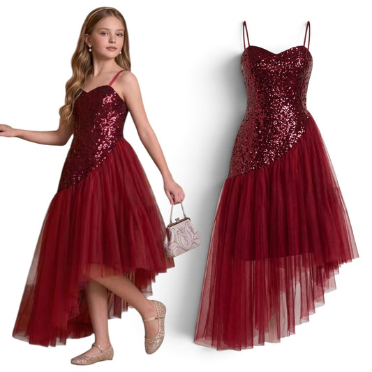 Pre-teen elegant burgundy girl dress 2k6