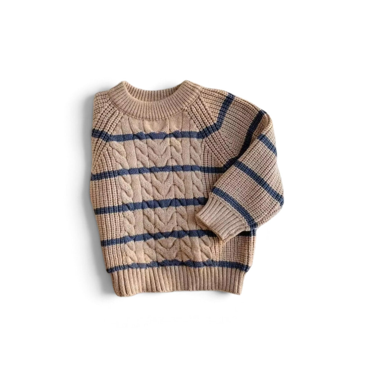 Brown & blue stripe baby boy sweater 2k6