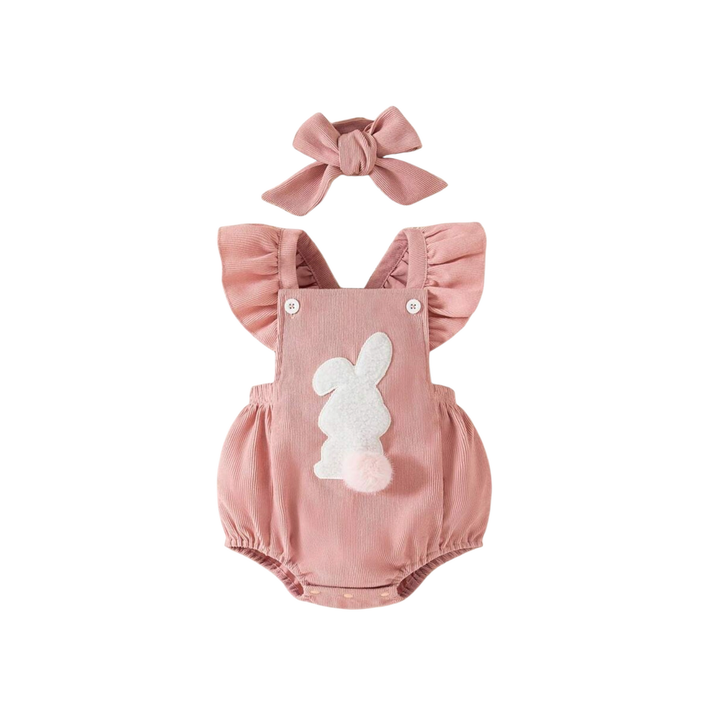 Pink little bunny romper baby girl set