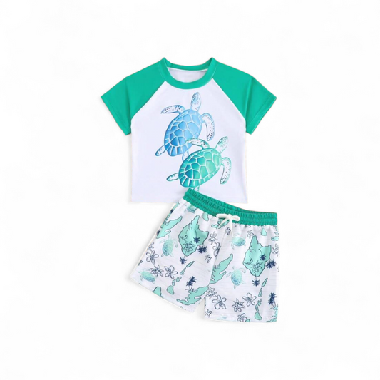 Green turtle baby boy swimsuit
