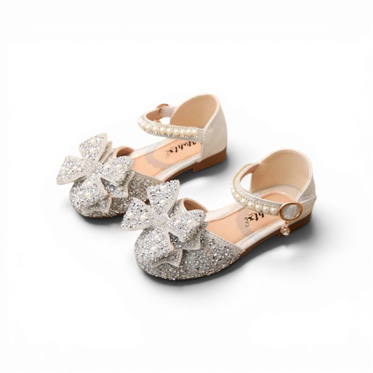 Silver with pearl girls formal shoes