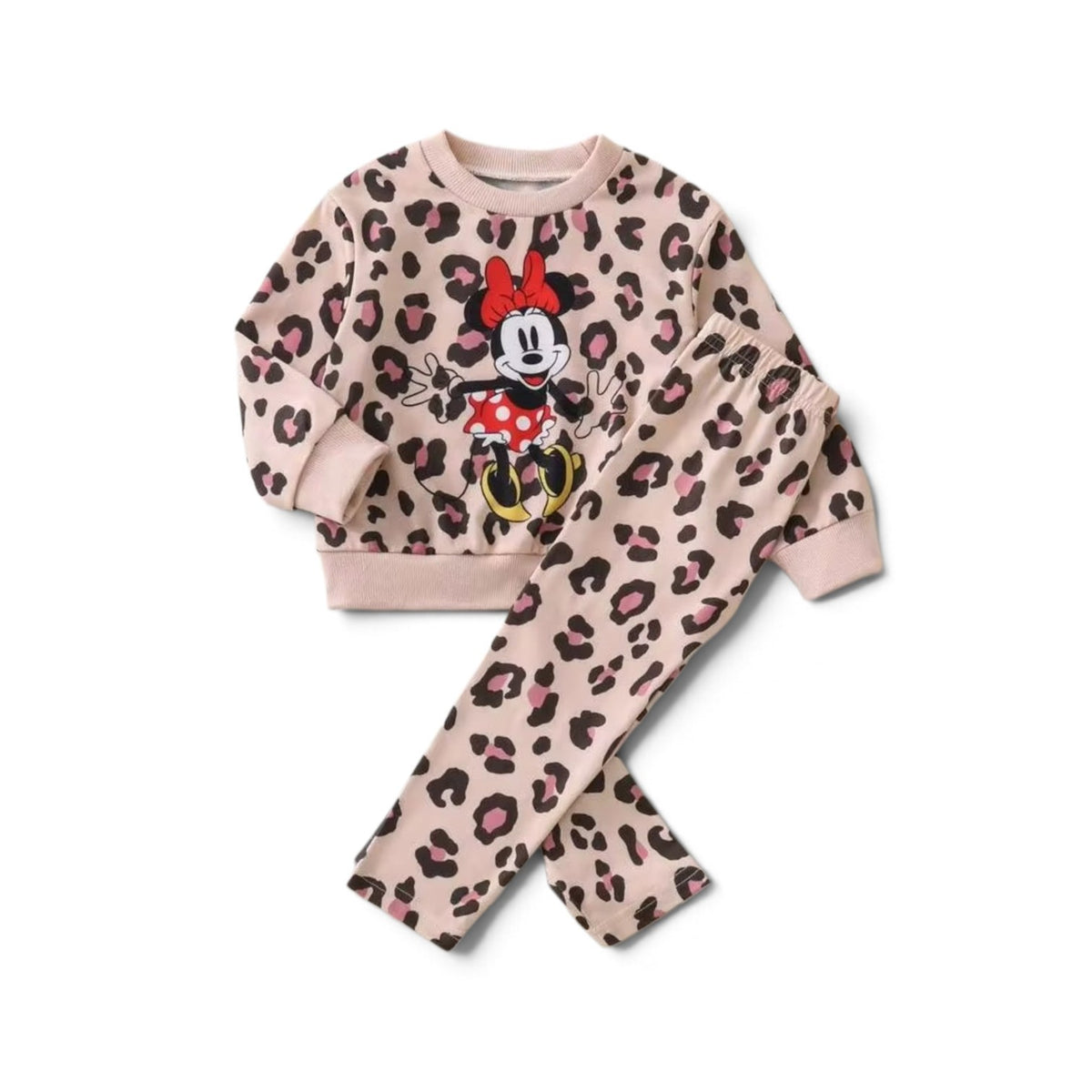 Minnie mouse leopard pink baby girl sweats set 2k6