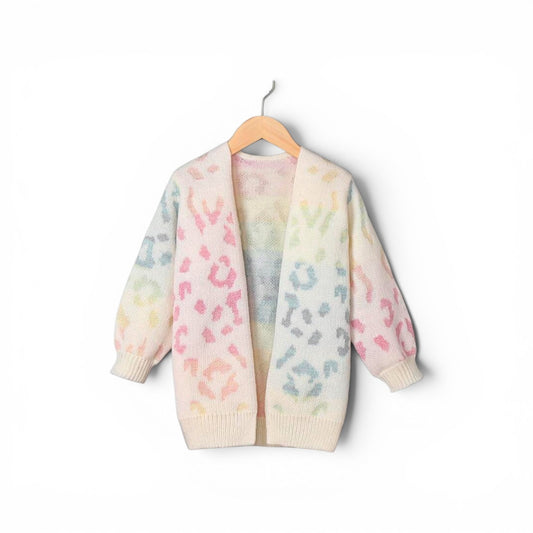 Multicolor cheeta print girls cardigan