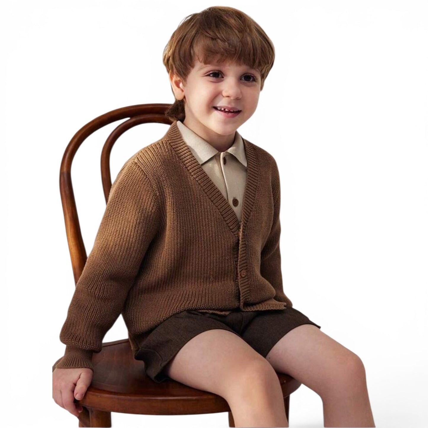 Brown button down boys sweater
