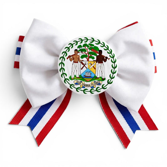 Girls white with red white and ribbon girls Belize bow