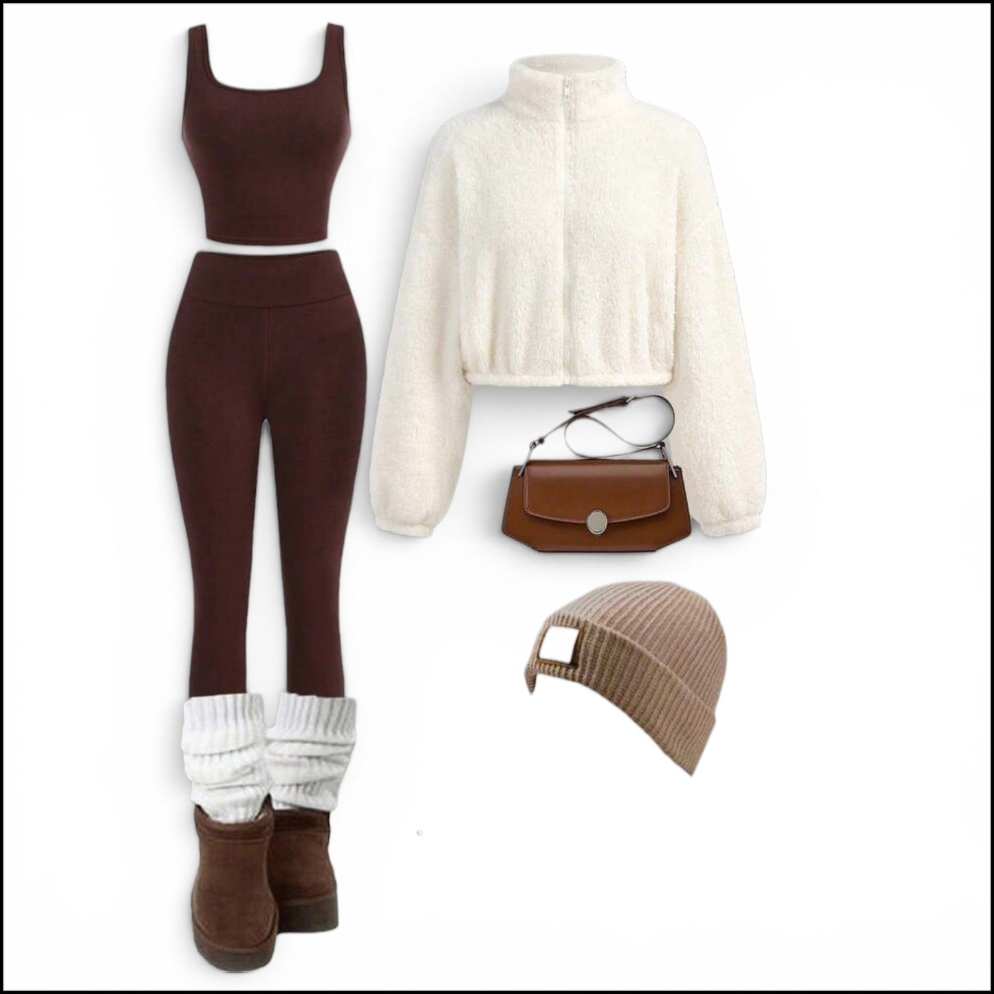 Brown sweater & track girls set