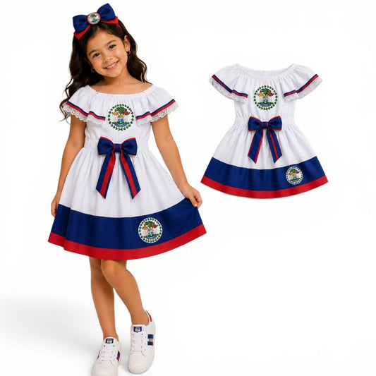 Belize flag  frill girls dress
