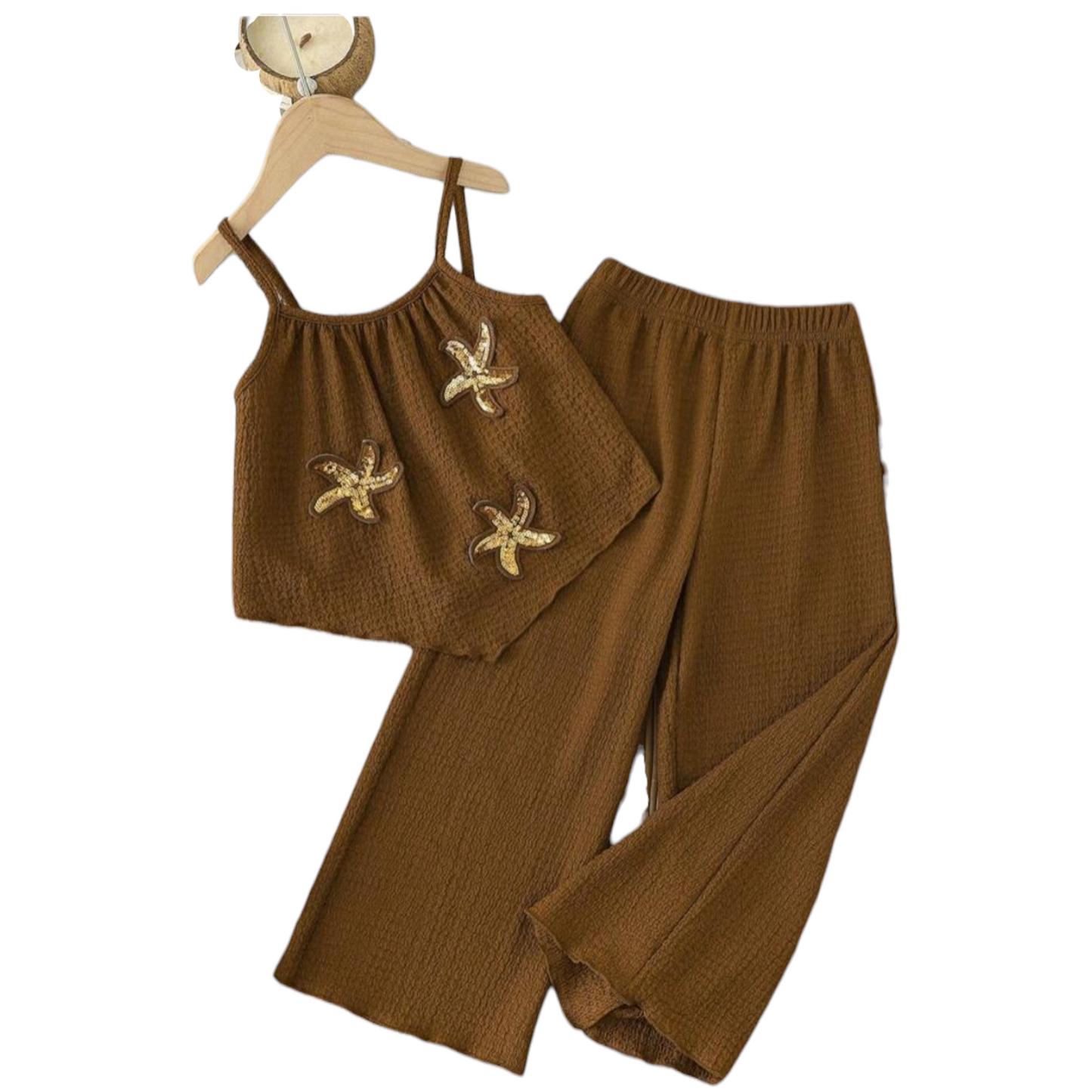 Brown with gold star girl 2pc beach set