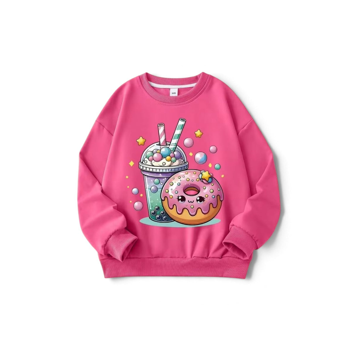 Girls Pink Boba and donuts girl sweater