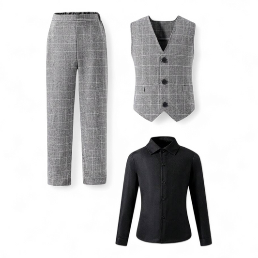 3pc boy grey & black formal set