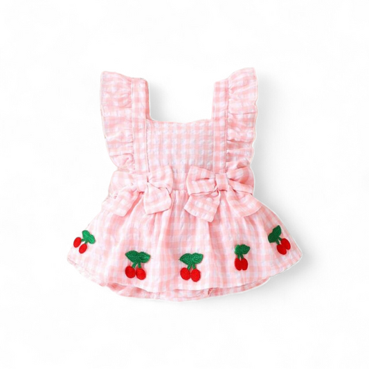 Pink strawberry baby  romper