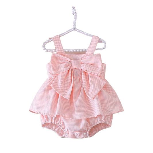 Pink stripe baby girl romper