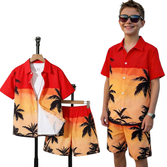Orange  sunset boys beach set