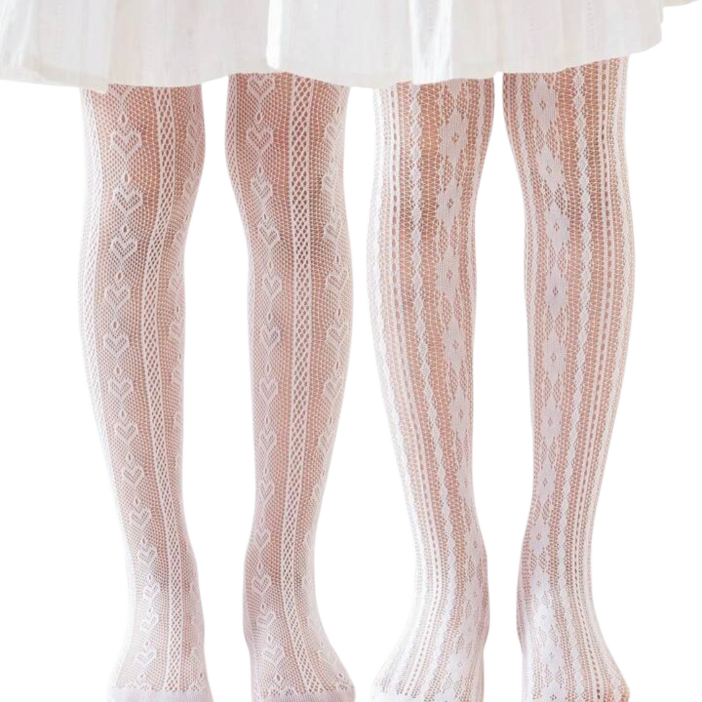 Sheer lace girls white stocking 2k6