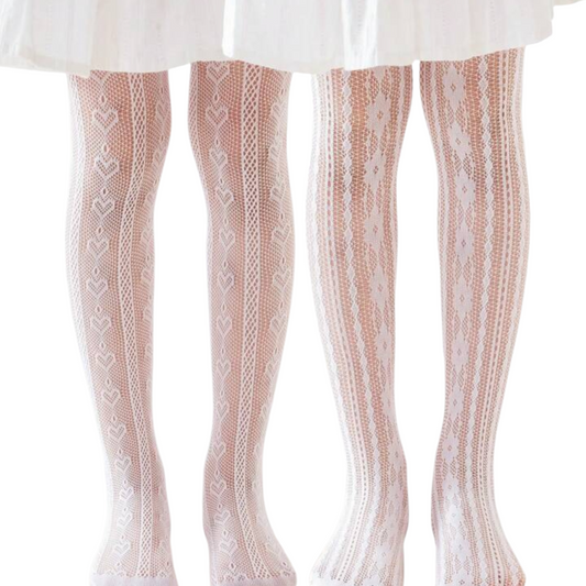 Sheer lace girls white stocking 2k6