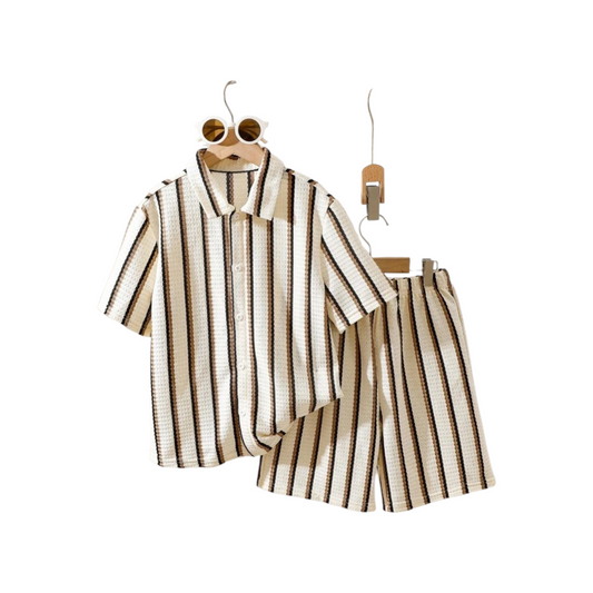 Boys brown stripe 2pc pre teen boys set