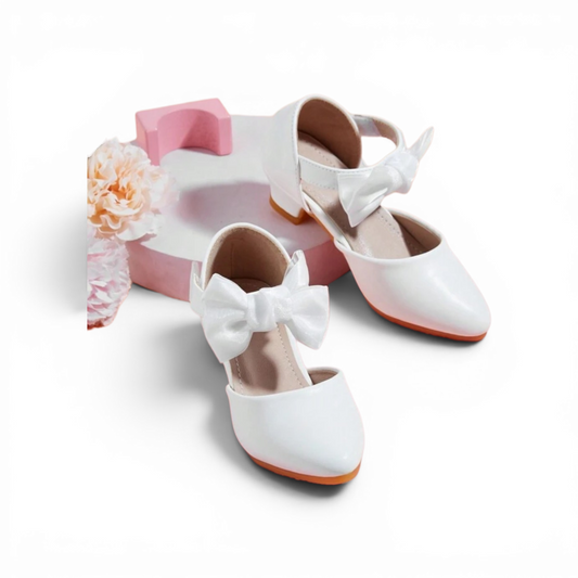 White formal girls shoes velcro strap