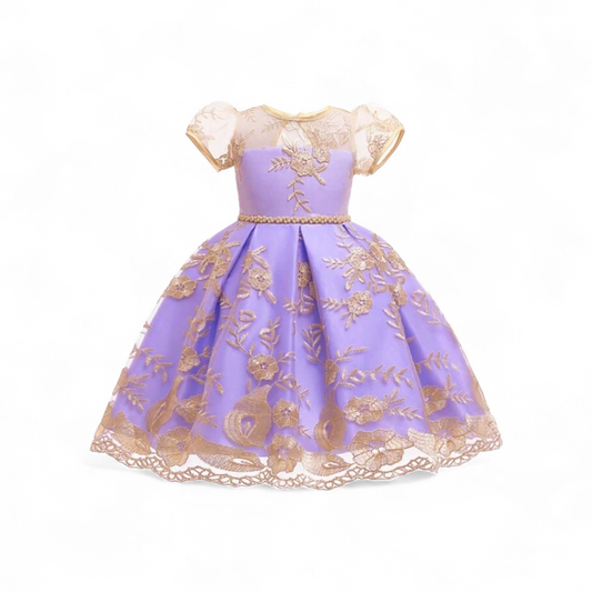 Purple & gold girls formal dress