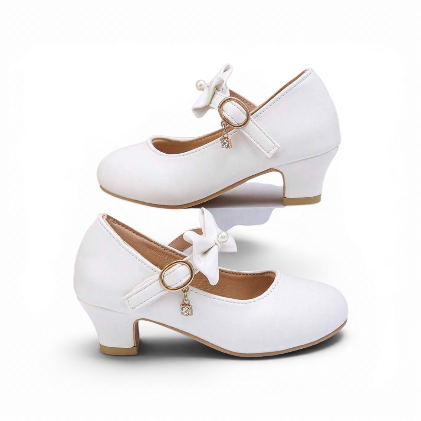 Girls formal white shoes with velcro straps