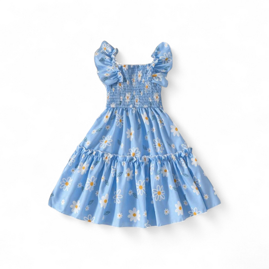 Blue sunflower girls dress