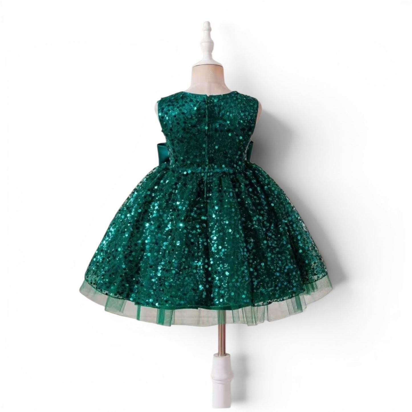 Girls green seqin elegant girls  dress