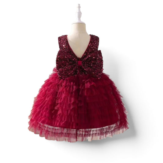 Burgundy sparkly girls dress