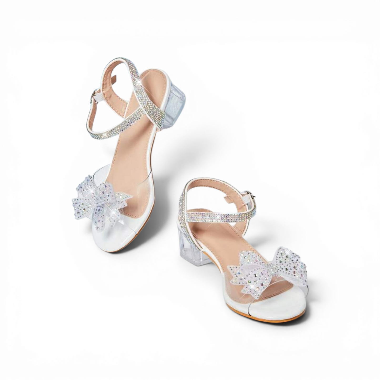 Girl white with silver formal shoes