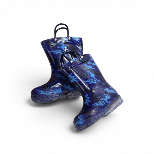 Boys blue dino LED rain boots