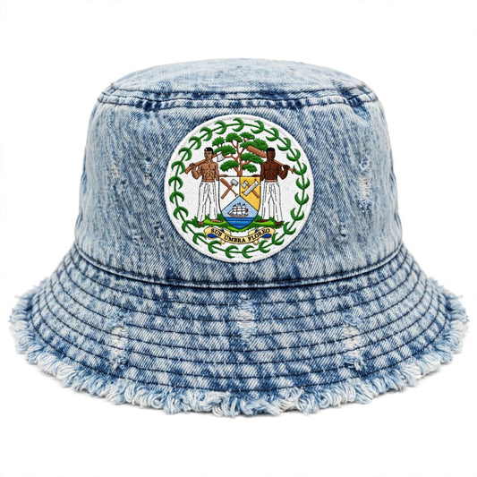 Belize emblem denim bucket hats