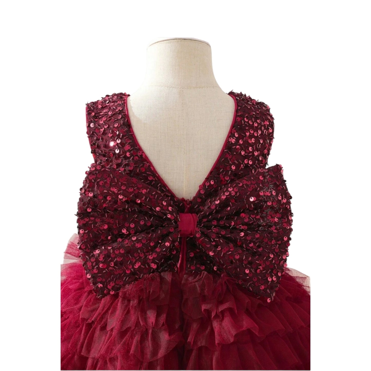 Burgundy seqin girls dress