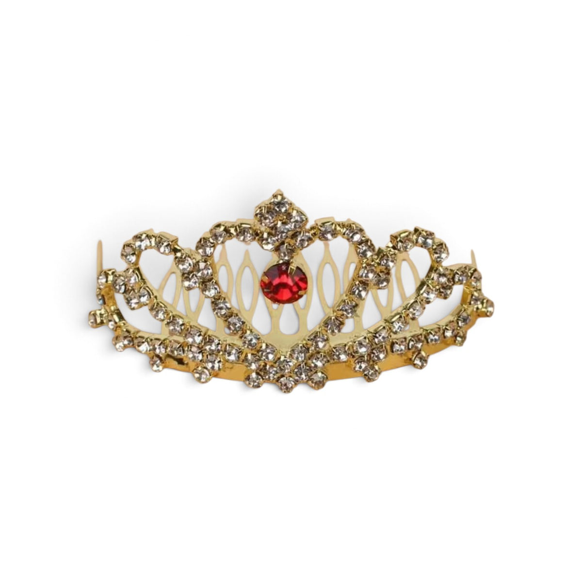 Gold crown with red rhinestone