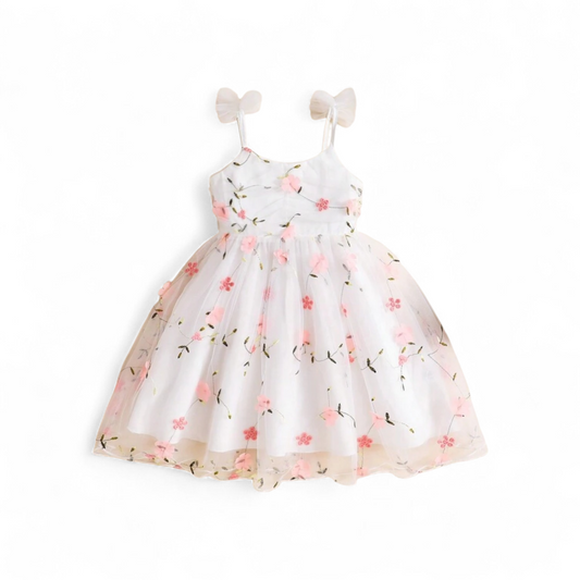 White cherry blossom girls dress