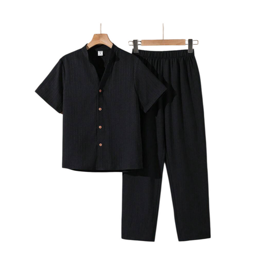 Black button down 2pc boys set