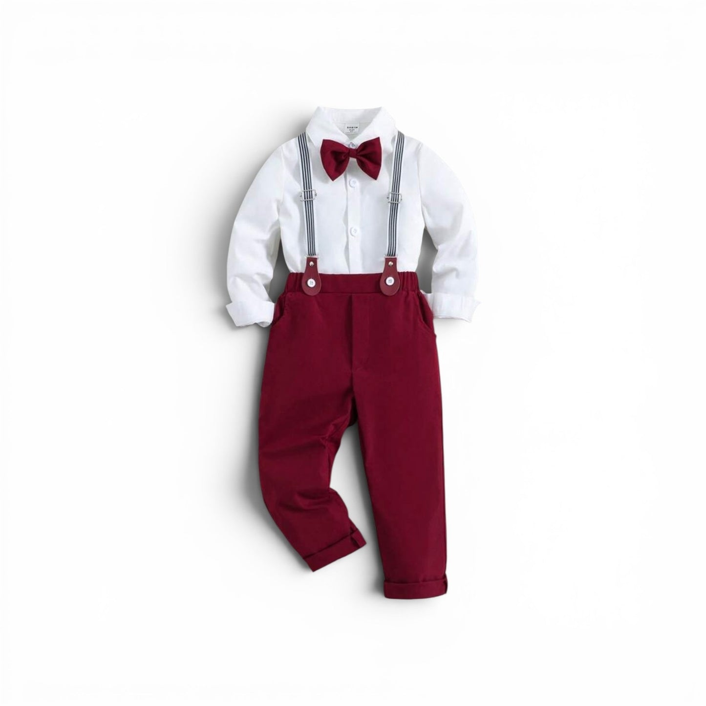 boys formal burgundy suspender  set 2k6