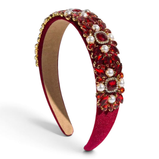 Red jeweled girls headband