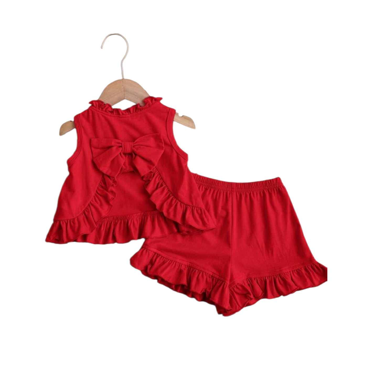 Frill Red 2pc baby girl set