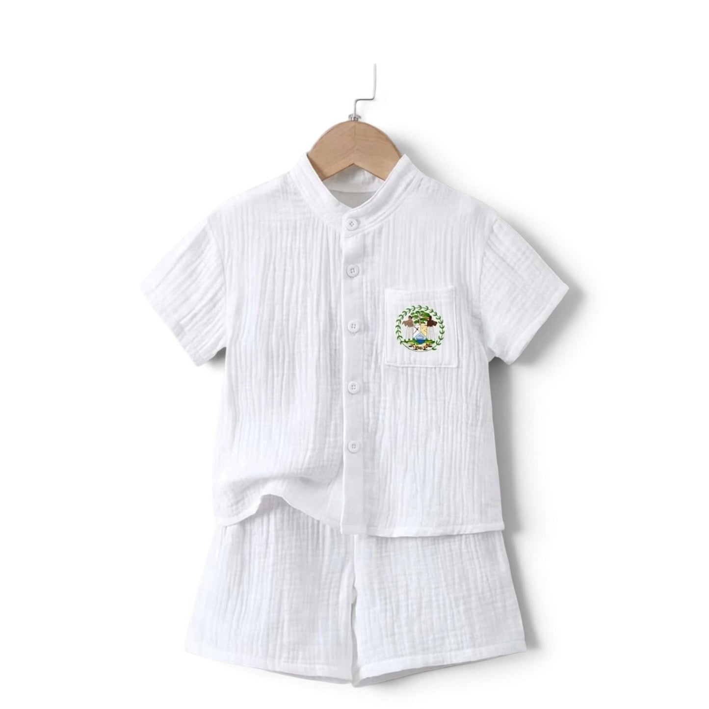 Boys linen belize flag emblem set