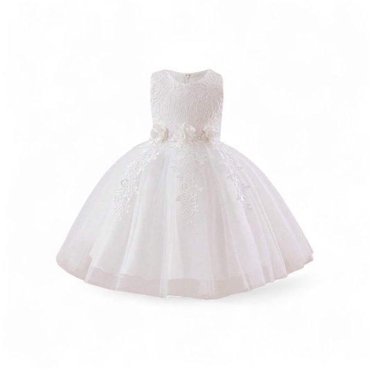 White flower waist girls graduation dress 2k6