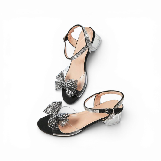 Black shoes with silver rhinestones